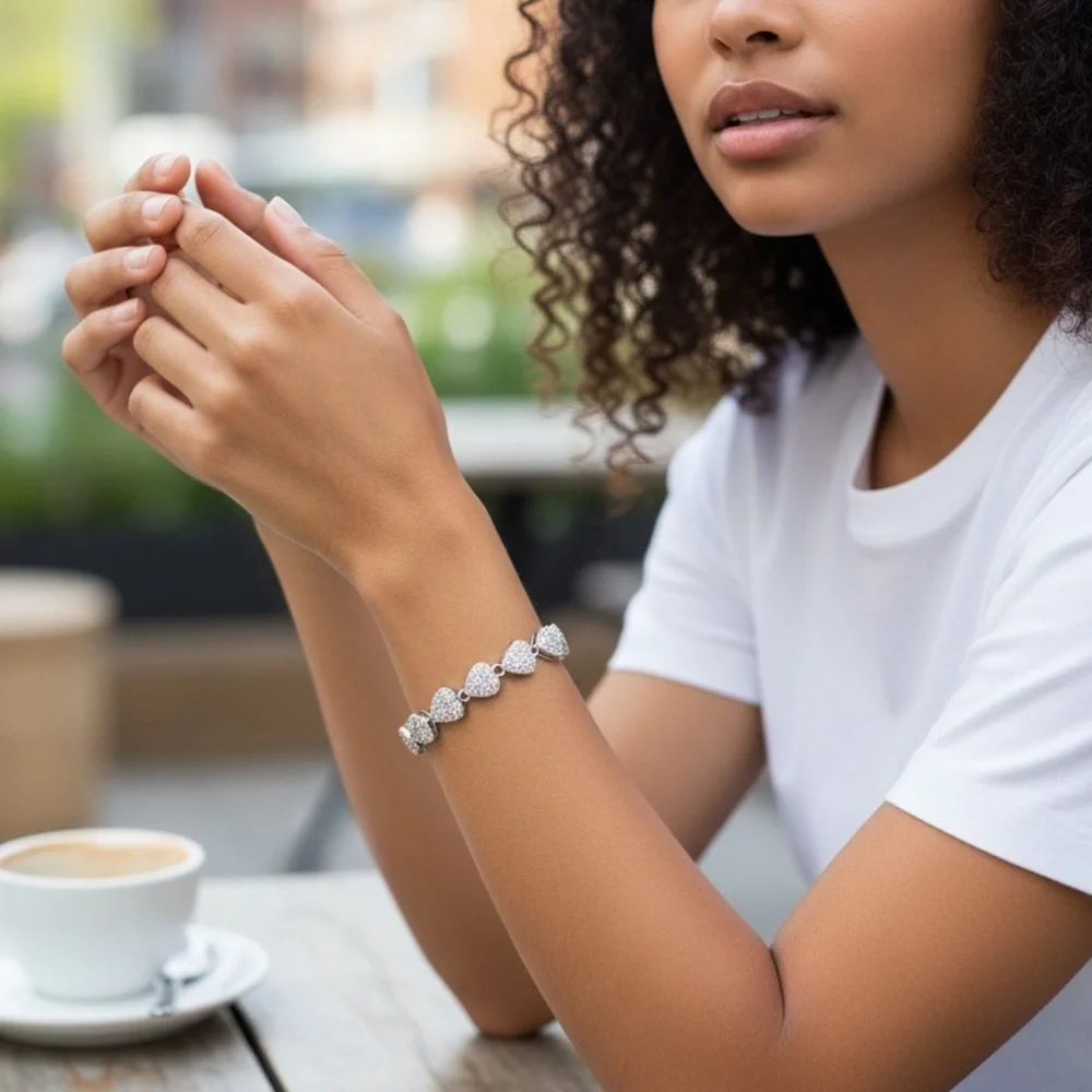 Elegant Silver Heart Bracelet